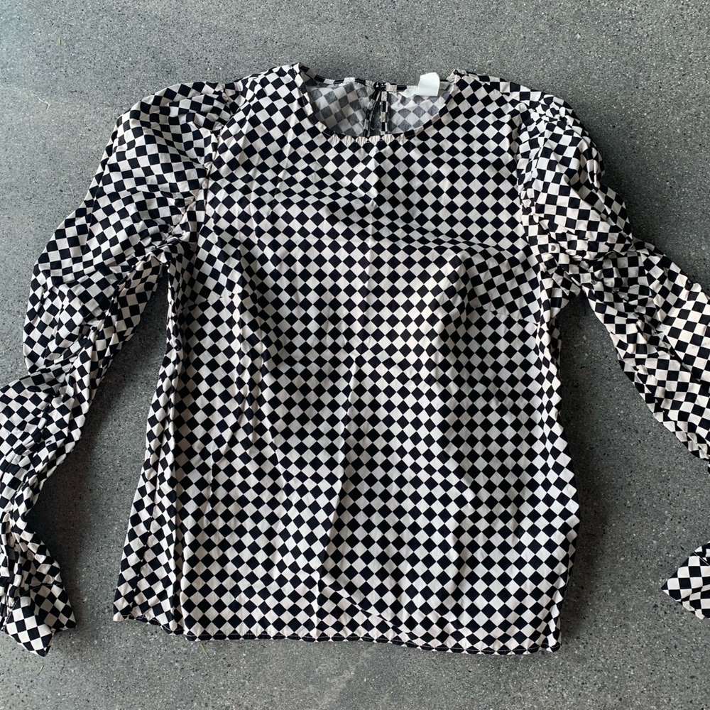 Checkered Ruched Blouse